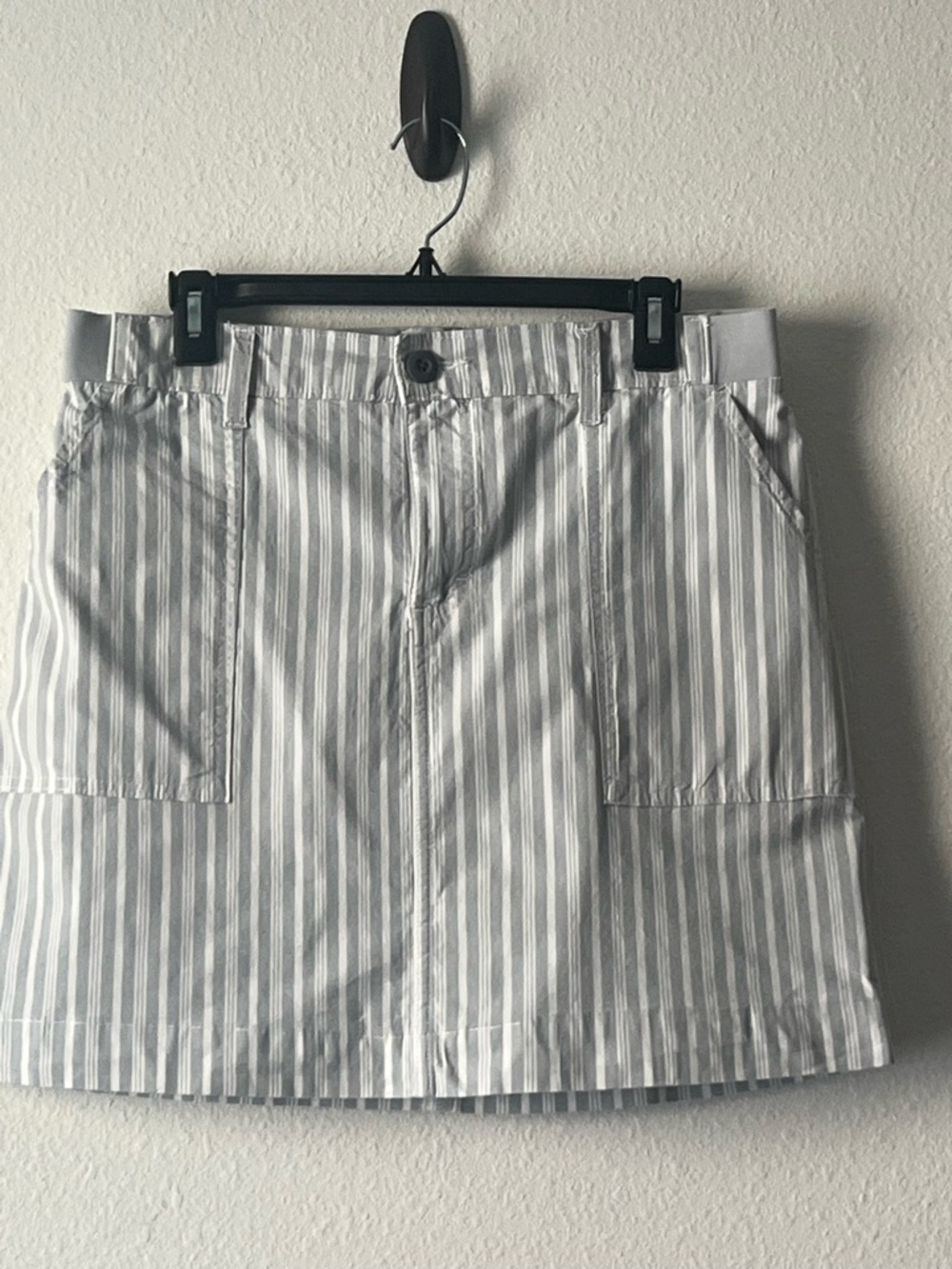 Lee Cute Grey and white vertical striped shirt, Size 6